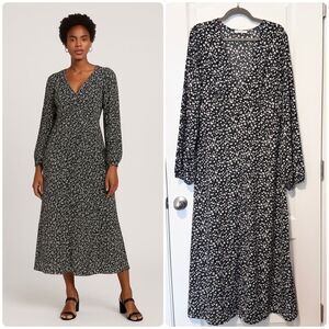 12th Tribe Women’s Black Floral Long Sleeve Button Detail Maxi Dress Size XL